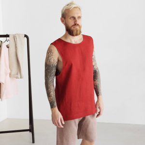 Mens Sleeveless Linen T Shirt Singlet Summer For
