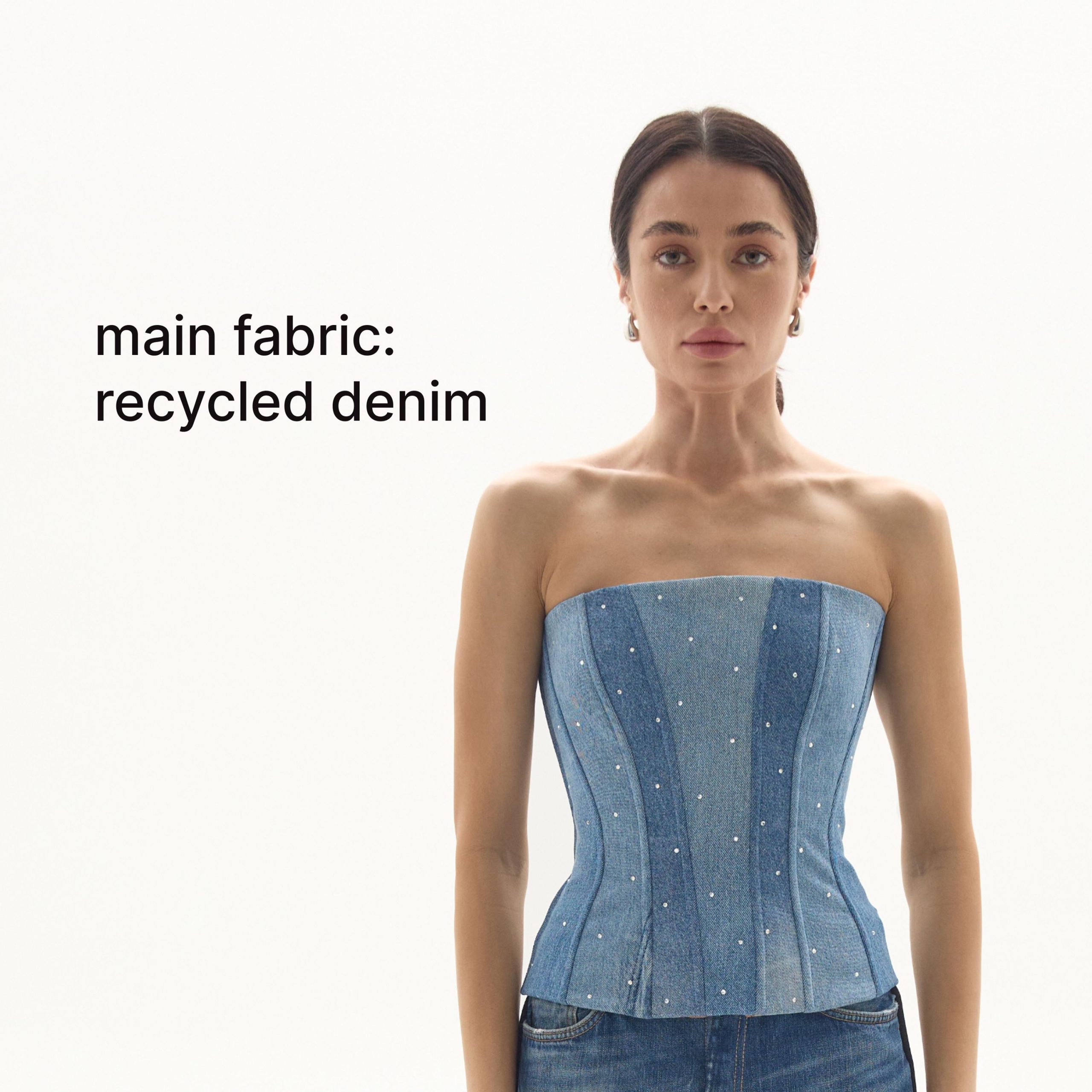 Upcycled Denim Corset Top: Steel Boned Patchwork Design