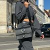 Women Handbag Black Leather Crossbody Bag Full Grain