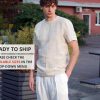 Mens Linen T Shirt Narrow Neck Summer For