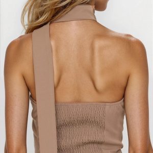 Woven Chokerneck Vest Top Old Money Tuxedo Style